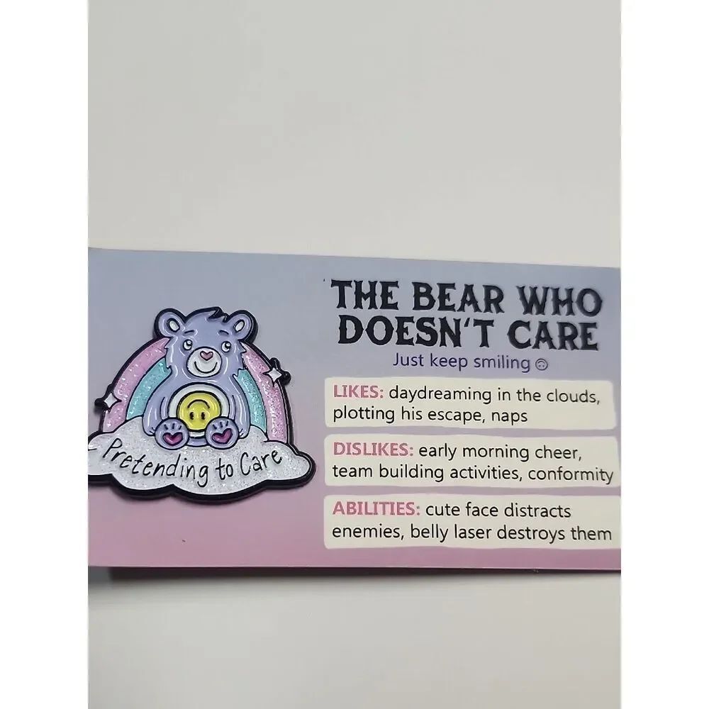 Band Of Weirdos Pastel 'Pretending to Care' Bear Enamel Pin